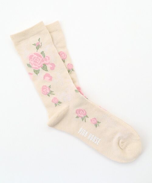 PINK HOUSE / ピンクハウス ソックス | ポワン・ド・ローズ柄ソックス（キナリ）