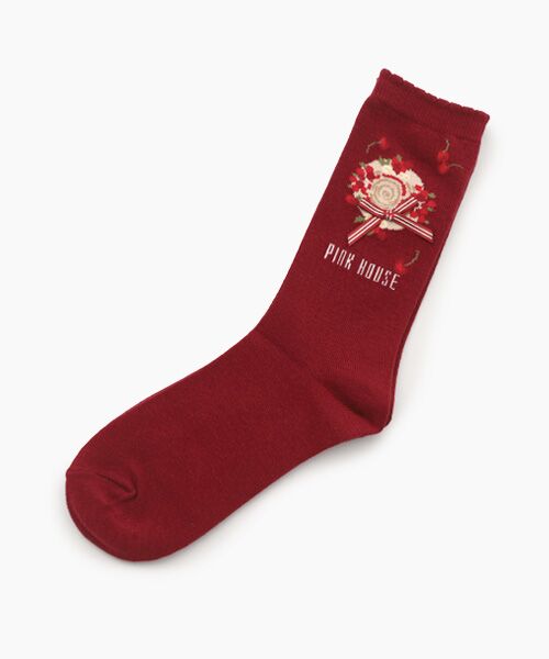 PINK HOUSE / ピンクハウス ソックス | さくらんぼの日曜日モチーフソックス（アカ）