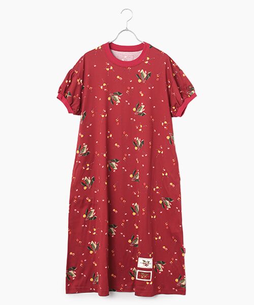 PINK HOUSE / ピンクハウス ミニ丈・ひざ丈ワンピース | さくらんぼプリントカットソーワンピース（アカ）