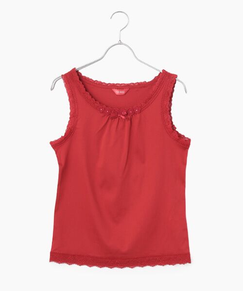 PINK HOUSE / ピンクハウス キャミソール・チューブトップ | フラワーモチーフ付きキャミソール（アカ）