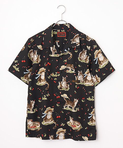PINK HOUSE / ピンクハウス シャツ・ブラウス | さくらんぼの丘のねこプリントシャツブラウス（クロ）