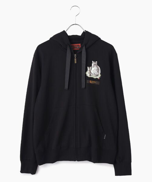 PINK HOUSE / ピンクハウス パーカー | さくらんぼの丘のねこプリントパーカー（クロ）