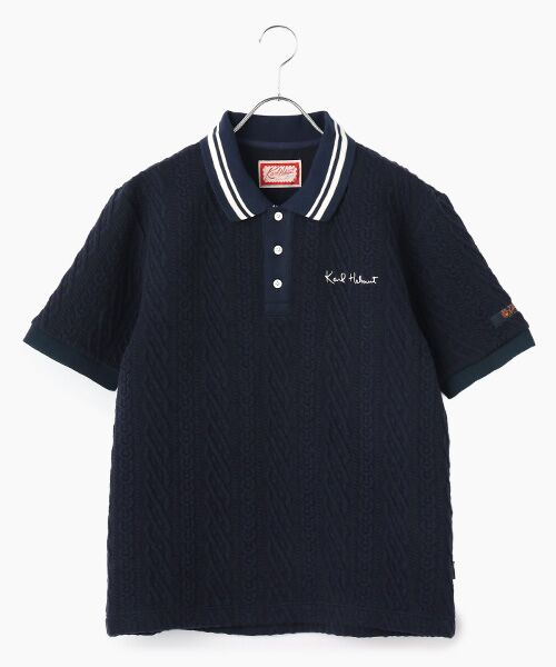 PINK HOUSE / ピンクハウス ポロシャツ | ロゴワンポイント刺繍入りポロシャツ（ネイビー）