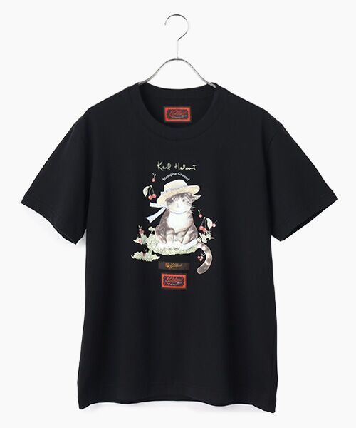 PINK HOUSE / ピンクハウス Tシャツ | さくらんぼの丘のねこプリントTシャツ（クロ）