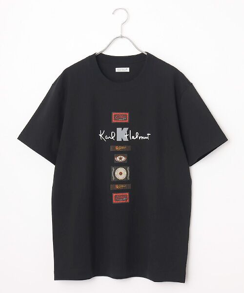 PINK HOUSE / ピンクハウス Tシャツ | ロゴプリント＆ネームワッペン使いTシャツ（クロ）