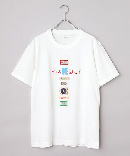 PINK HOUSE / ピンクハウス Tシャツ | ロゴプリント＆ネームワッペン使いTシャツ（シロ）