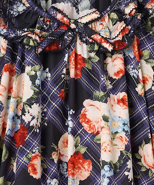 PINK HOUSE / ピンクハウス ロング・マキシ丈ワンピース | フラワーチェックプリントミディワンピース | 詳細1