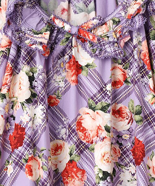 PINK HOUSE / ピンクハウス ロング・マキシ丈ワンピース | フラワーチェックプリントミディワンピース | 詳細9