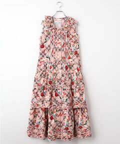 PINK HOUSE / ピンクハウス ロング・マキシ丈ワンピース | フラワーチェックプリントノースリーブワンピース