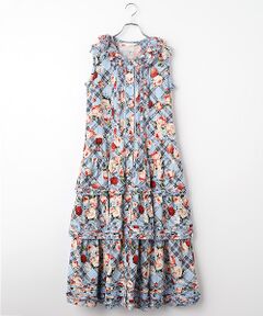 PINK HOUSE / ピンクハウス ロング・マキシ丈ワンピース | フラワーチェックプリントノースリーブワンピース