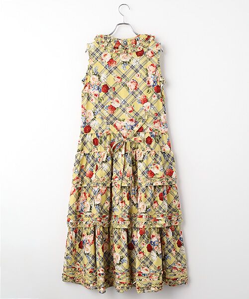 PINK HOUSE / ピンクハウス ロング・マキシ丈ワンピース | フラワーチェックプリントノースリーブワンピース | 詳細4