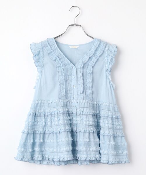 PINK HOUSE / ピンクハウス シャツ・ブラウス | レース使いローンブラウス（ブルー）