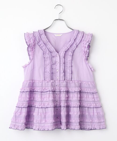 PINK HOUSE / ピンクハウス シャツ・ブラウス | レース使いローンブラウス（パープル）