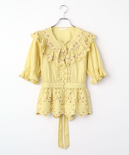 PINK HOUSE / ピンクハウス シャツ・ブラウス | フラワーエンブレース使いブラウス（イエロー）