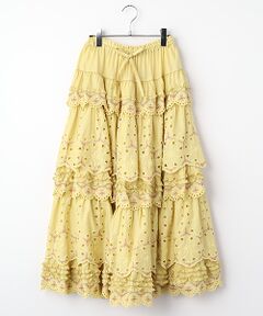 PINK HOUSE / ピンクハウス ロング・マキシ丈スカート | フラワーエンブレース使いスカート