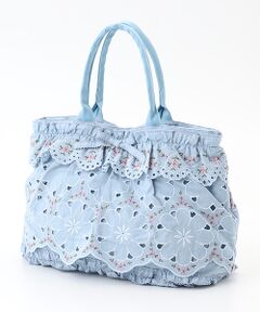 PINK HOUSE / ピンクハウス トートバッグ | フラワーエンブレース使いダンガリーバッグ