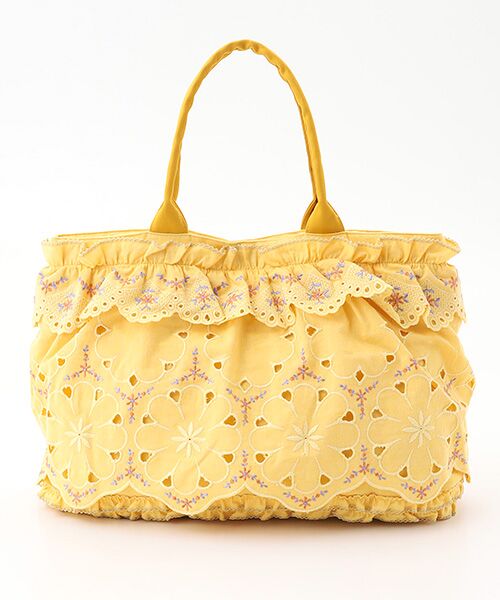 PINK HOUSE / ピンクハウス トートバッグ | フラワーエンブレース使いダンガリーバッグ | 詳細3