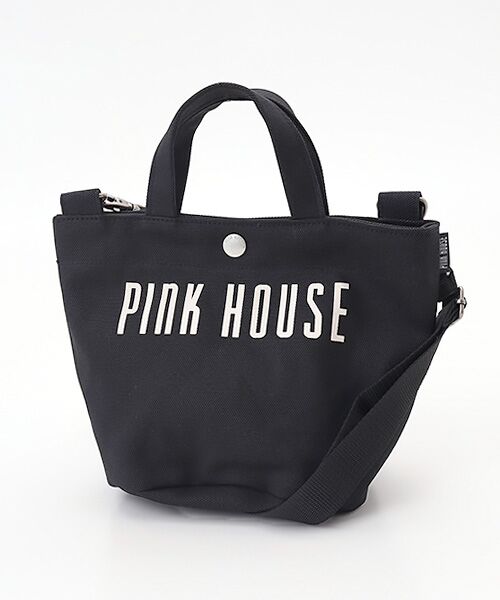 PINK HOUSE / ピンクハウス トートバッグ | ショルダー付きロゴプリントミニトート（クロ）