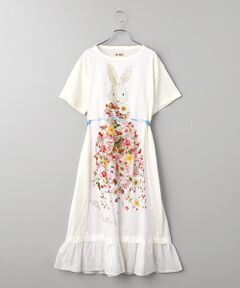 PINK HOUSE / ピンクハウス ロング・マキシ丈ワンピース | トロンプルイユラビットプリント使いカットソーワンピース