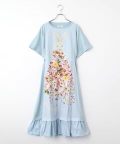 PINK HOUSE / ピンクハウス ロング・マキシ丈ワンピース | トロンプルイユラビットプリント使いカットソーワンピース