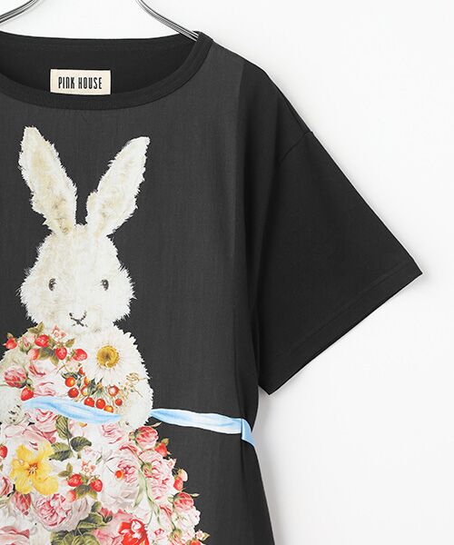 PINK HOUSE / ピンクハウス ロング・マキシ丈ワンピース | トロンプルイユラビットプリント使いカットソーワンピース | 詳細2