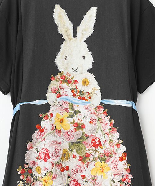 PINK HOUSE / ピンクハウス ロング・マキシ丈ワンピース | トロンプルイユラビットプリント使いカットソーワンピース | 詳細7