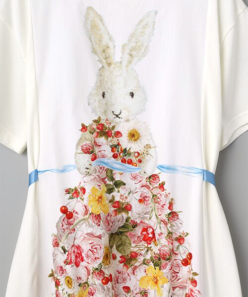 PINK HOUSE / ピンクハウス ロング・マキシ丈ワンピース | トロンプルイユラビットプリント使いカットソーワンピース | 詳細9