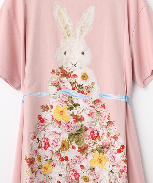 PINK HOUSE / ピンクハウス ロング・マキシ丈ワンピース | トロンプルイユラビットプリント使いカットソーワンピース | 詳細11