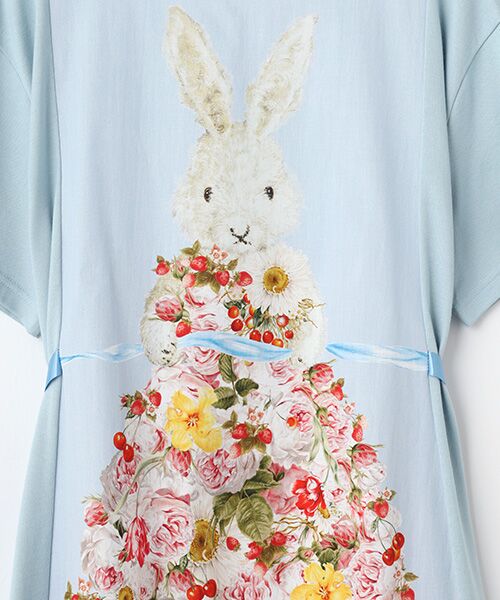 PINK HOUSE / ピンクハウス ロング・マキシ丈ワンピース | トロンプルイユラビットプリント使いカットソーワンピース | 詳細13