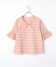 PINK HOUSE / ピンクハウス カットソー | トリコットオーガンジーフリル使いカットソー