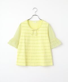 PINK HOUSE / ピンクハウス カットソー | トリコットオーガンジーフリル使いカットソー