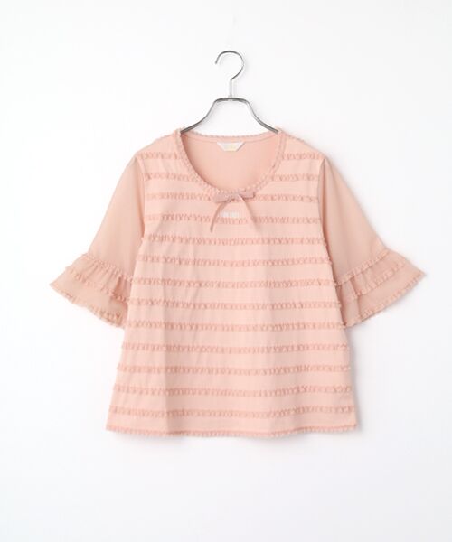 PINK HOUSE / ピンクハウス カットソー | トリコットオーガンジーフリル使いカットソー（ピンク）