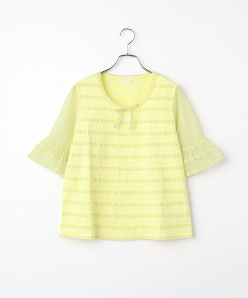 PINK HOUSE / ピンクハウス カットソー | トリコットオーガンジーフリル使いカットソー（イエロー）