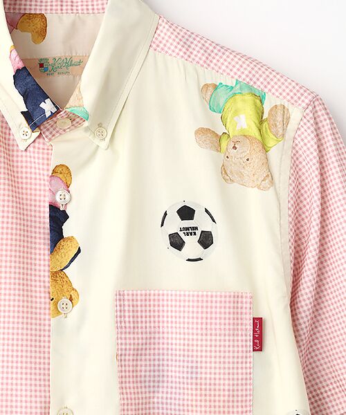 PINK HOUSE / ピンクハウス シャツ・ブラウス | サッカーくまプリントパッチワークシャツブラウス | 詳細1