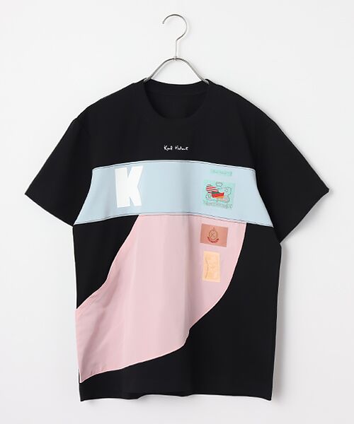 PINK HOUSE / ピンクハウス Tシャツ | ロゴプリントポリエステルタフタ使いカットソー（クロ）