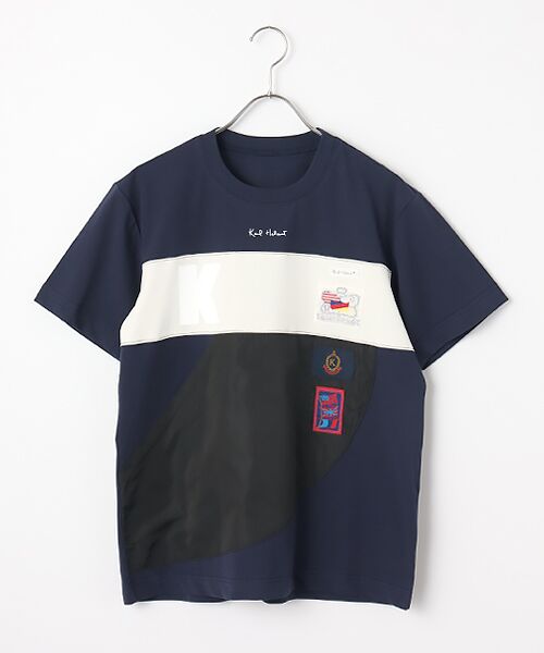 PINK HOUSE / ピンクハウス Tシャツ | ロゴプリントポリエステルタフタ使いカットソー（ネイビー）