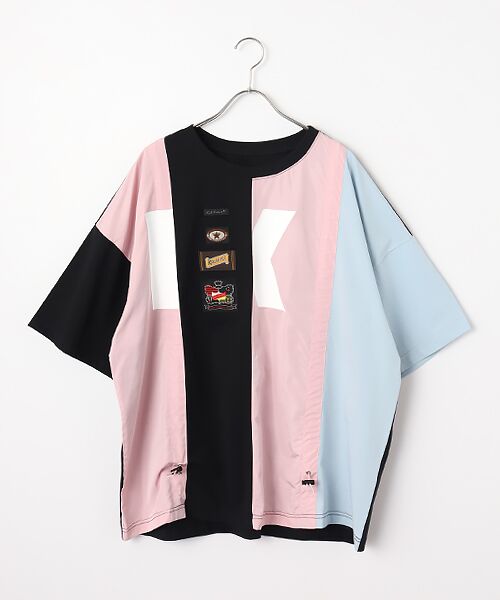PINK HOUSE / ピンクハウス Tシャツ | Ｋロゴプリントポリエステルタフタ使いカットソー（クロ）