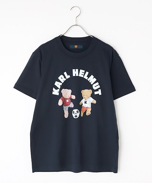 PINK HOUSE / ピンクハウス Tシャツ | サッカーくまプリントTシャツ（ネイビー）