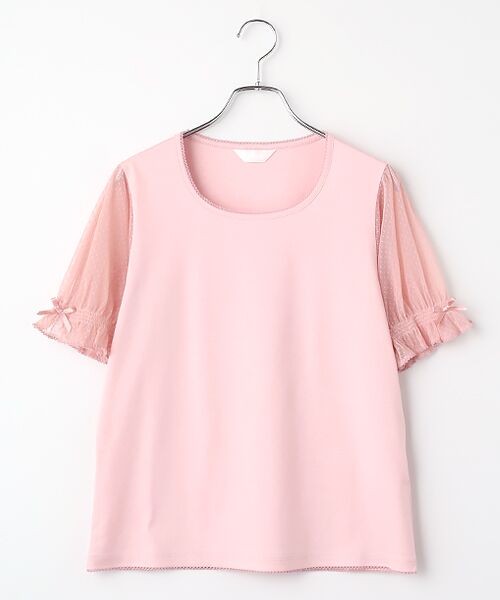 PINK HOUSE / ピンクハウス カットソー | ドットチュール使いカットソー（ピンク）