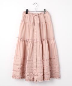 PINK HOUSE / ピンクハウス ロング・マキシ丈スカート | ミニリボンいっぱいローンティアードスカート