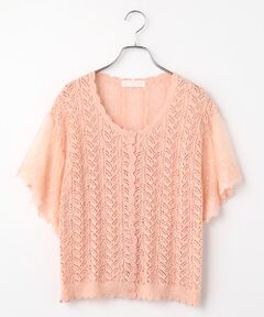 PINK HOUSE / ピンクハウス カーディガン・ボレロ | レース使いニットカーディガン