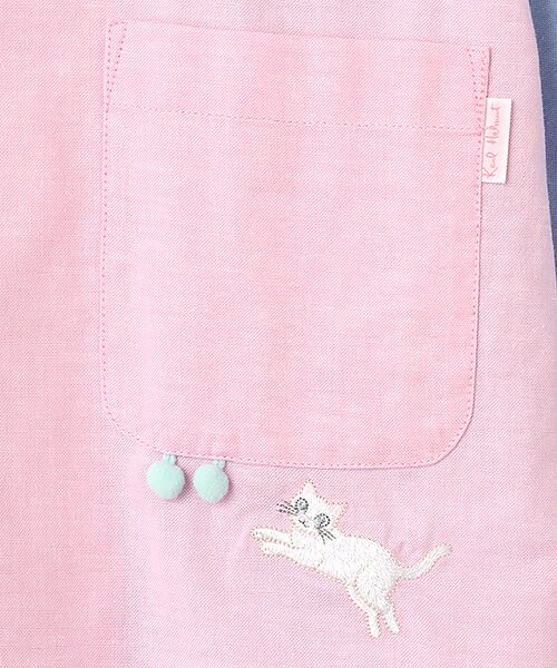 PINK HOUSE / ピンクハウス シャツ・ブラウス | オックスパッチワーク猫刺繍ポンポン付き半袖シャツブラウス | 詳細5