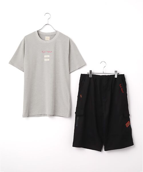 PINK HOUSE / ピンクハウス セットアップ | 半袖ロゴTシャツ+短パンツ サマーセット(グレー×クロ)