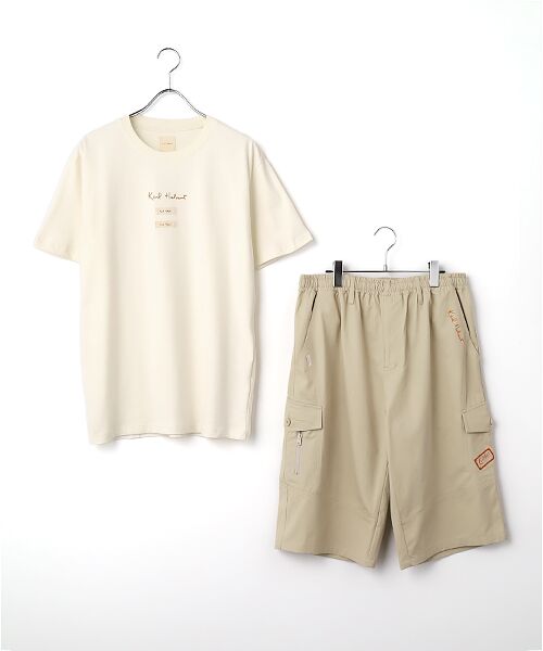 PINK HOUSE / ピンクハウス セットアップ | 半袖ロゴTシャツ+短パンツ サマーセット(キナリ×ベージュ)