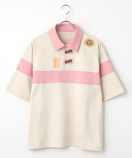 PINK HOUSE / ピンクハウス ポロシャツ | ネーム付きバックロゴラガーシャツ（キナリ×ピンク）