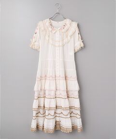 PINK HOUSE / ピンクハウス ロング・マキシ丈ワンピース | ローズモチーフいっぱい配色ローンワンピース