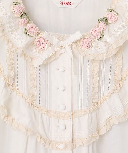 PINK HOUSE / ピンクハウス ロング・マキシ丈ワンピース | ローズモチーフいっぱい配色ローンワンピース | 詳細2