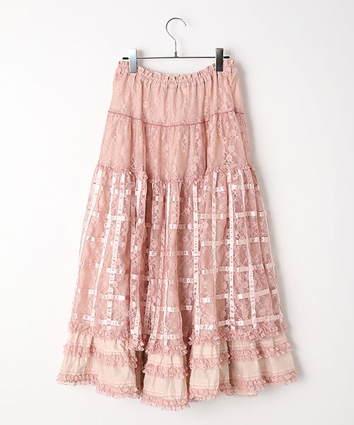 PINK HOUSE / ピンクハウス ロング・マキシ丈スカート | フルールラッセルレース使いスカート | 詳細1