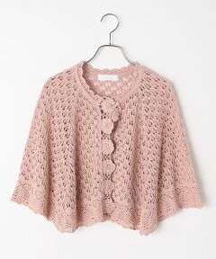 PINK HOUSE / ピンクハウス カーディガン・ボレロ | ローズモチーフ使い透かし柄ケープ