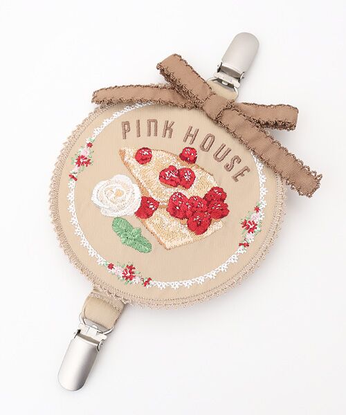 PINK HOUSE / ピンクハウス ブローチ・コサージュ | クレープリー刺繍ワッペンサスペンダークリップ（ミルクティ）